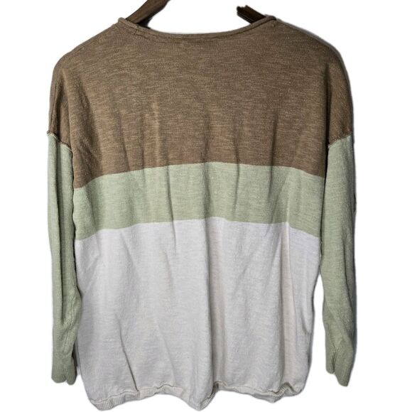 Madewell Palmdale Pullover Sweater Colorblock Stripe Linen Blend Medium - Picture 6 of 6